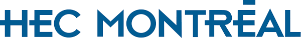 Logo de HEC Montréal avec texte blanc sur fond bleu foncé.