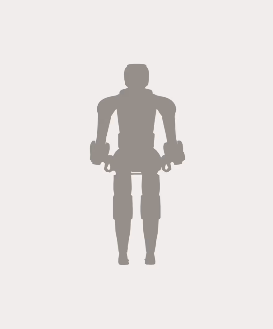 Silhouette of a humanoid robot standing against a light background.