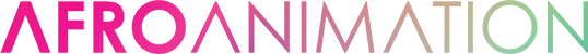 Text reading 'AFROANIMATION' in bold letters with a gradient color transition from pink to green.
