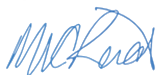 Dr.Reid A blue handwritten signature with cursive letters.