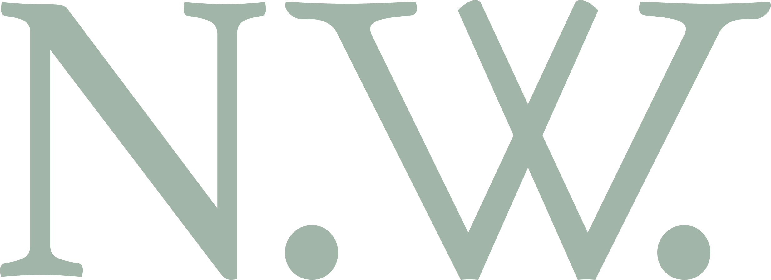 Stylized letters N.W. in a serif font with two dots, one after N and one after W.