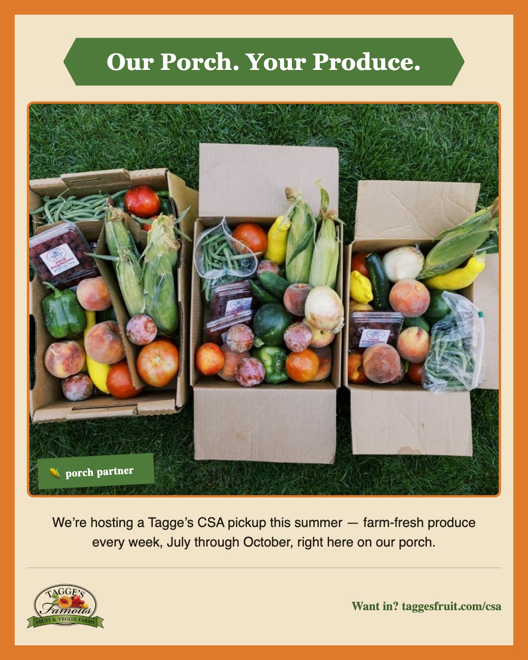 Feed Announcement 4:5 — Our Porch. Your Produce.