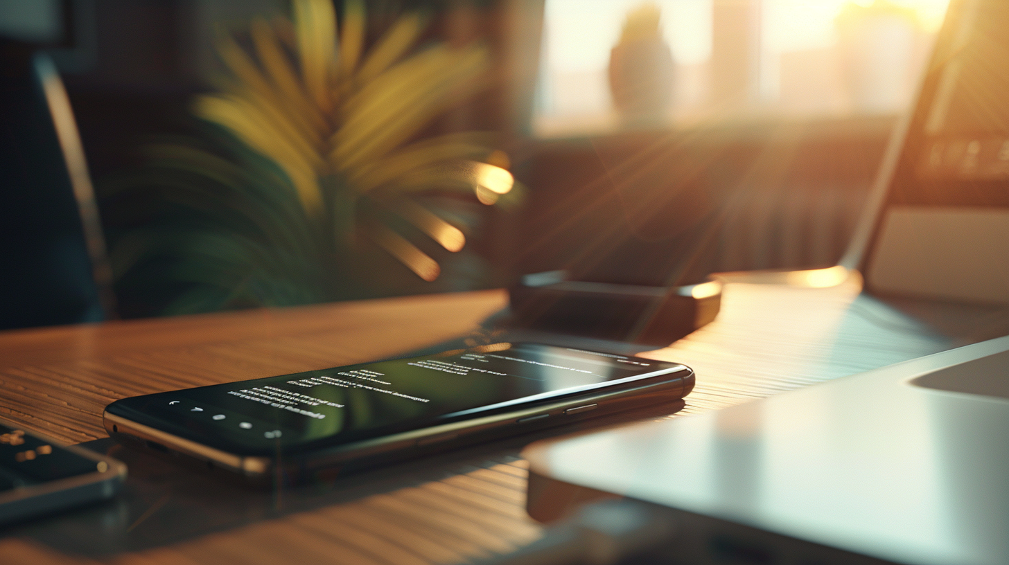 Smartphone screen displaying a live voicemail transcription during a B2B sales cold call