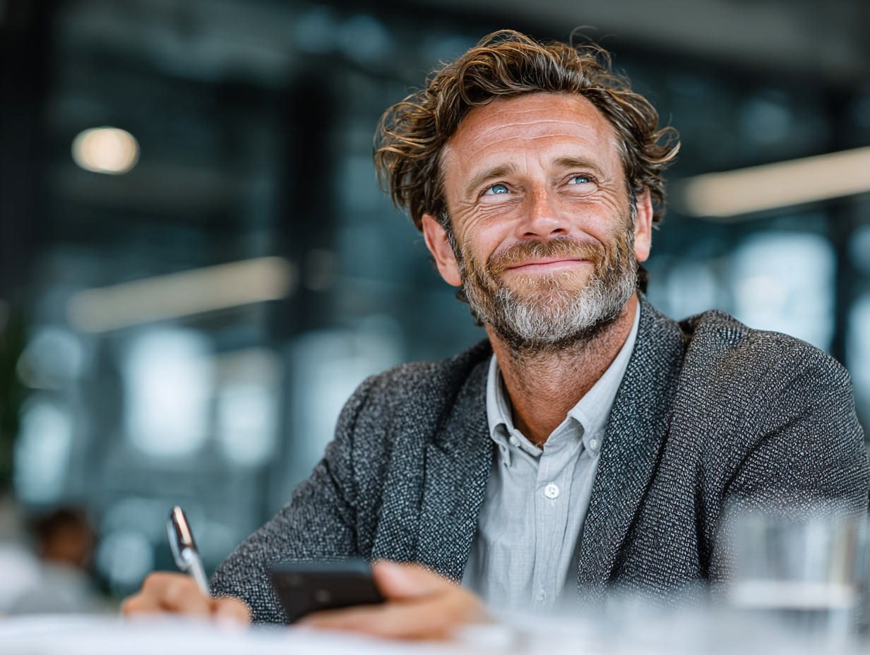 B2B salesperson making follow-up cold calls with prospect list on desk