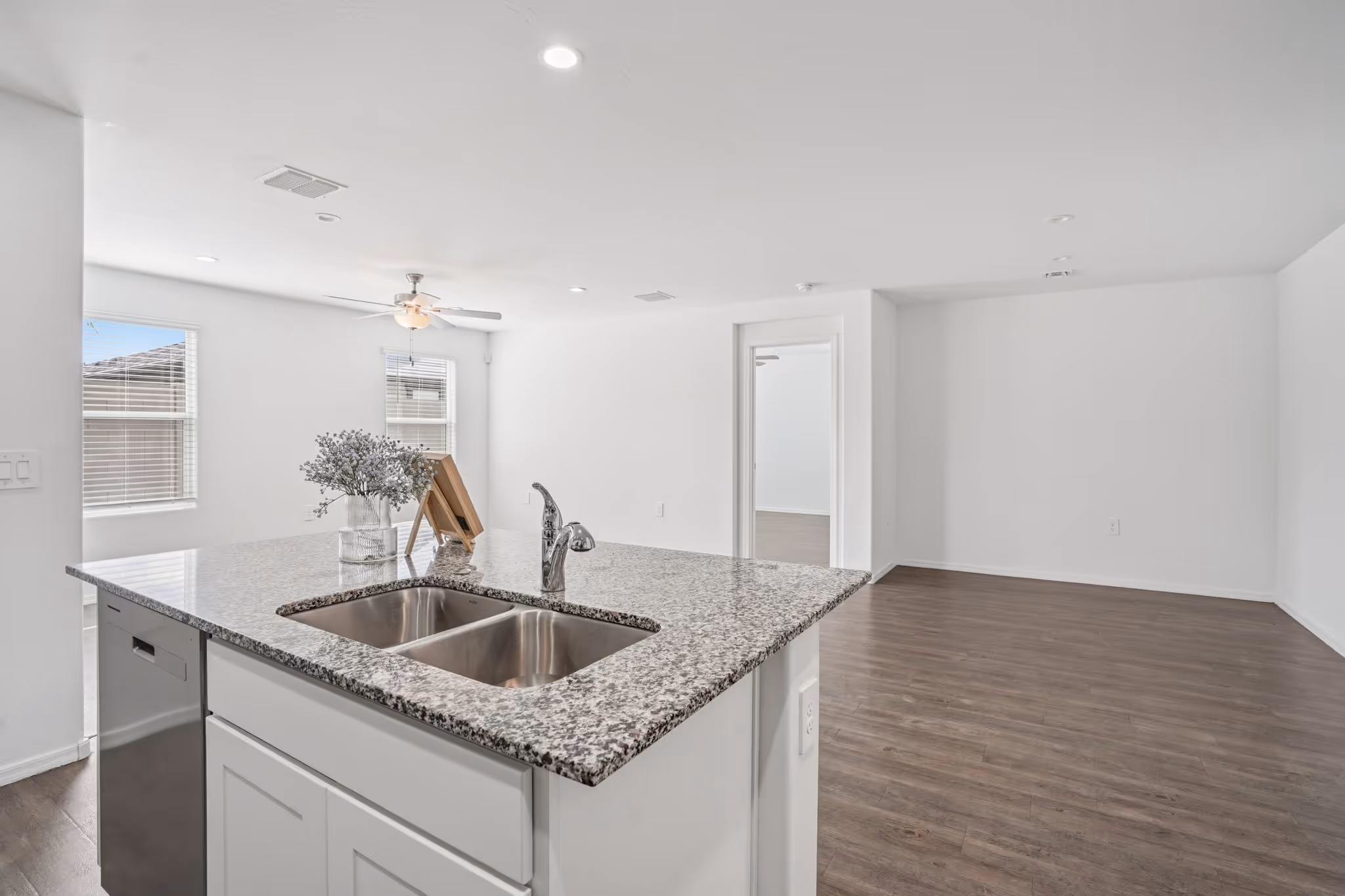 Kitchen island with double sink