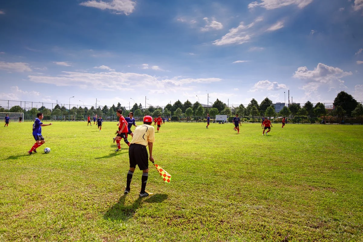 Youth soccer player celebrating on the field