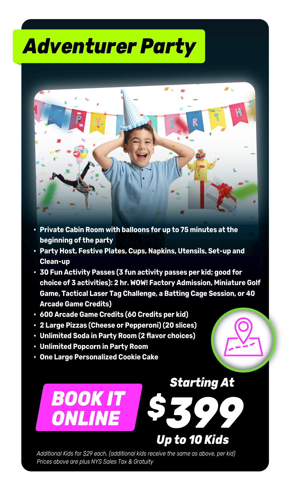 Book the Adventurer Party online, starting at $399.