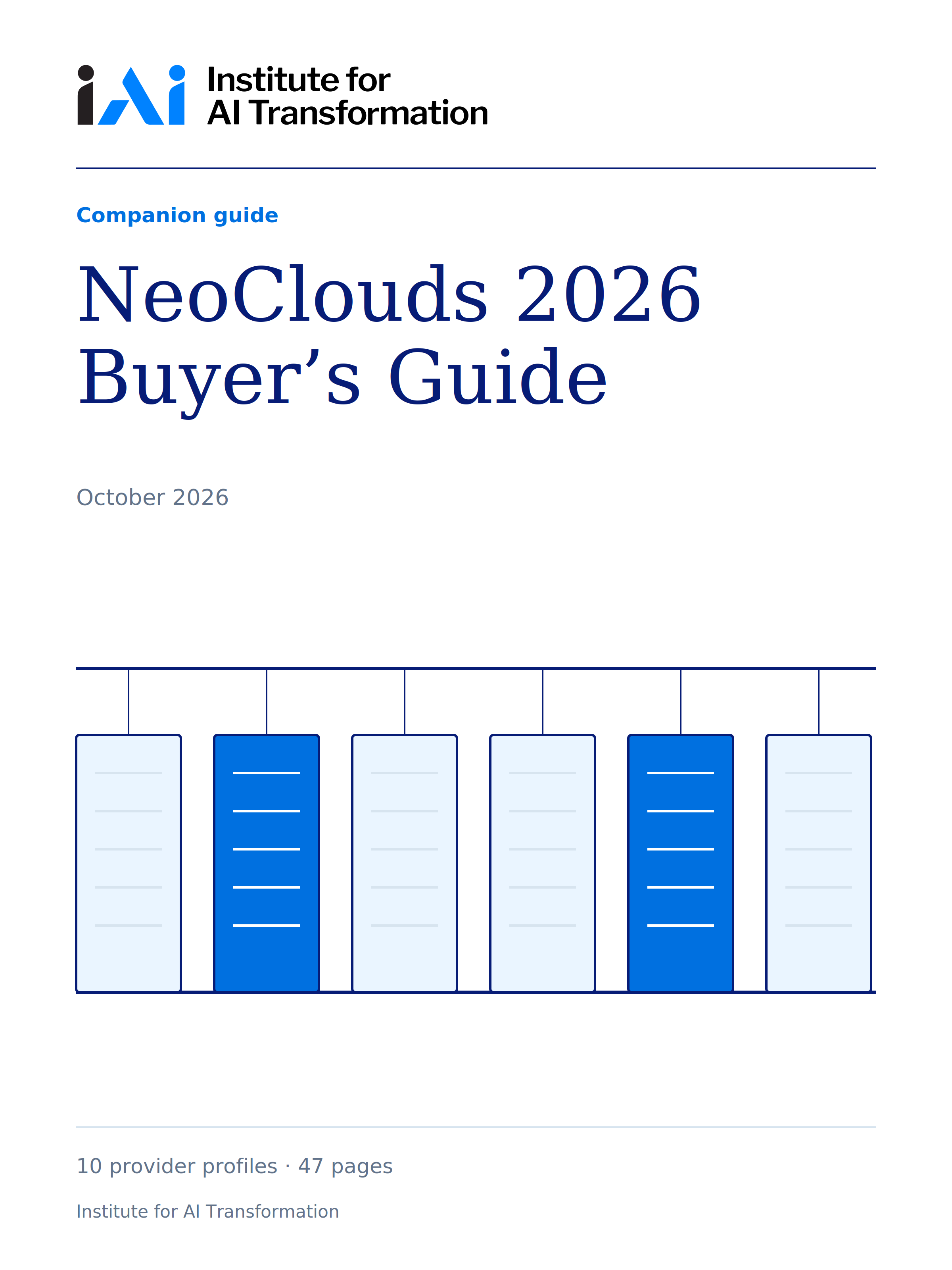 Institute for AI Transformation: NeoClouds 2026 Buyer’s Guide cover.