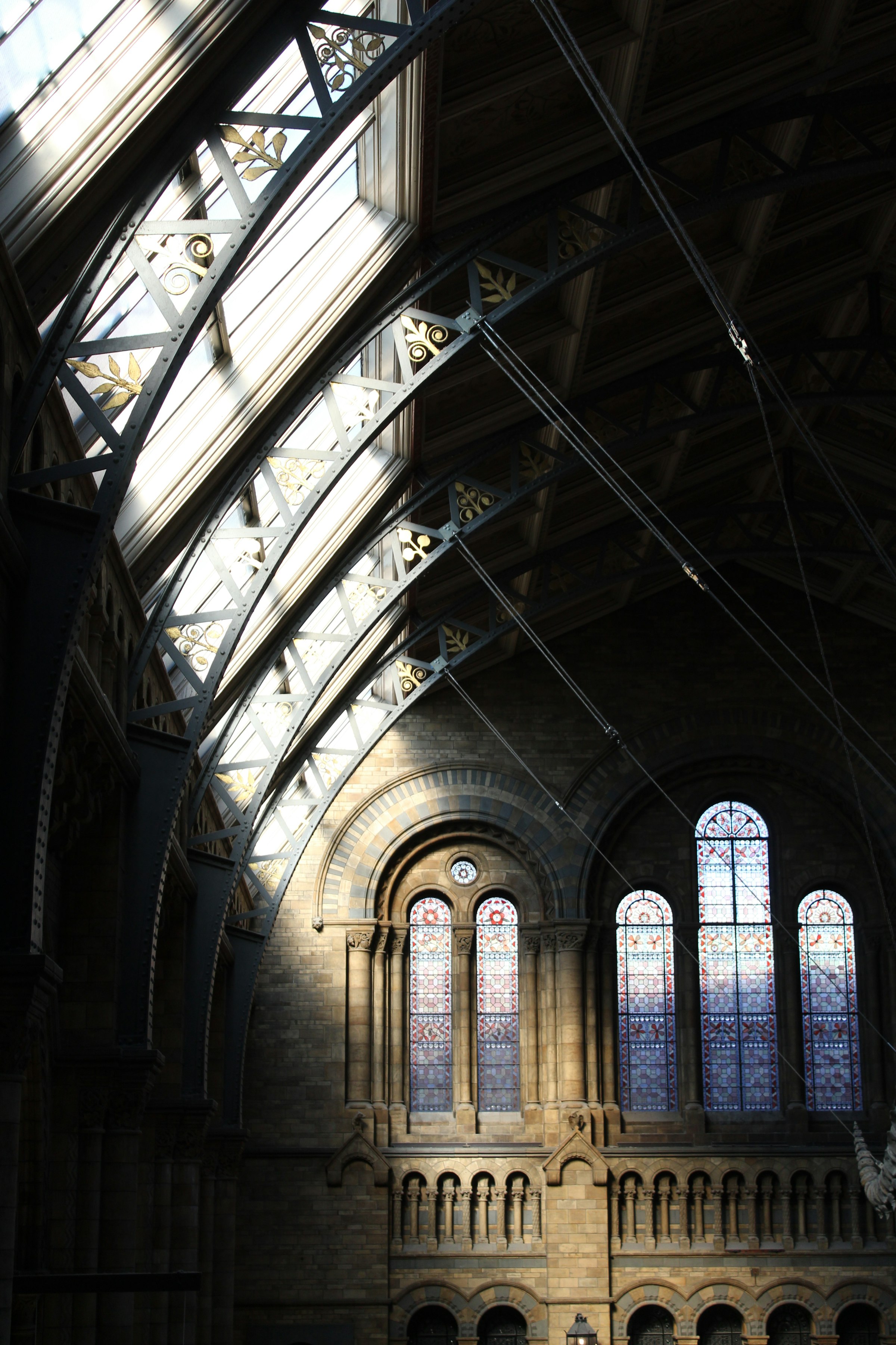 Sunlight falling through high windows into a museum hall