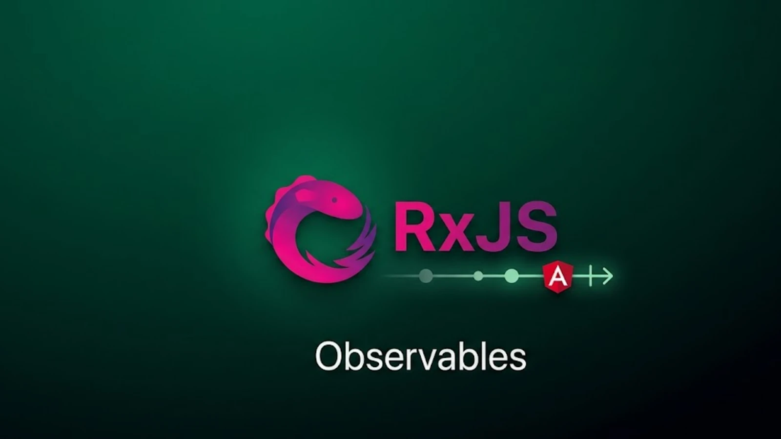 RxJS logo with an observable stream timeline, illustrating Observables in Angular