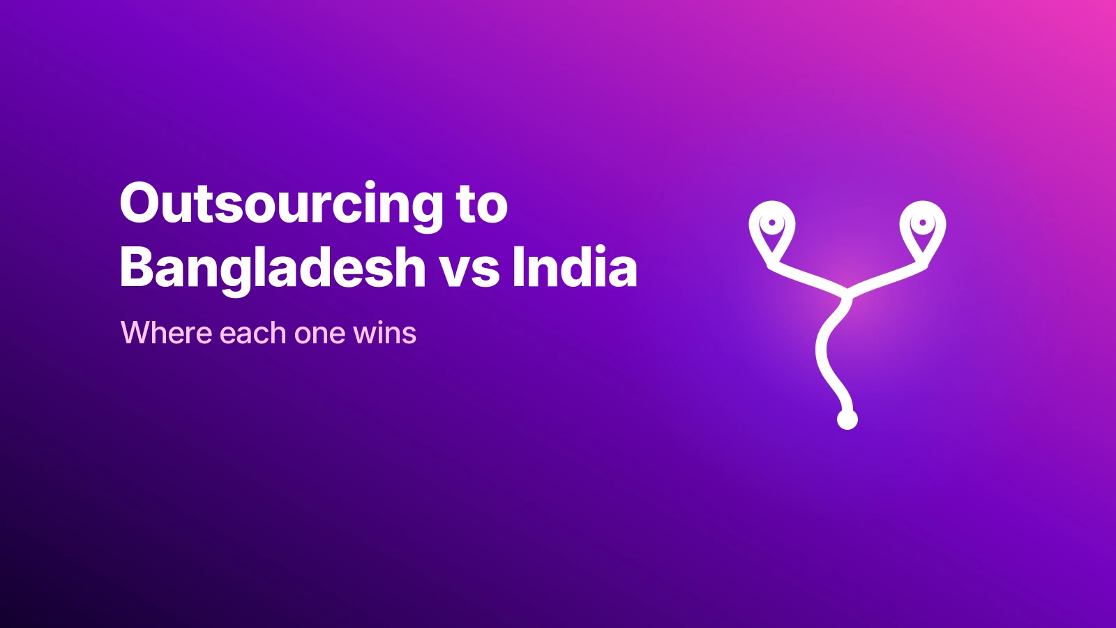 A road forking toward two map pins, one for Bangladesh and one for India