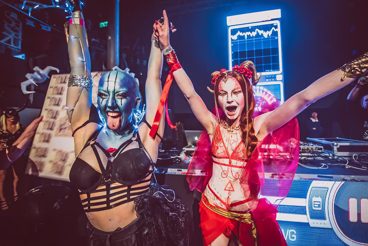 Winners of a costume contest at Bloody Sexy Halloween