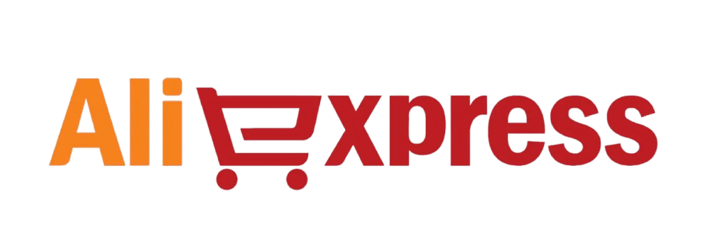 AliExpress logo with 'Ali' in orange and 'express' in red, featuring a red shopping cart icon integrated into the text.