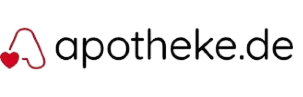 Logo with a red heart connected to a curved line forming the letter A, followed by the text apotheke.de.