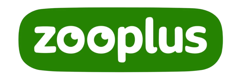 Zooplus company logo with white text on a green rounded rectangular background.