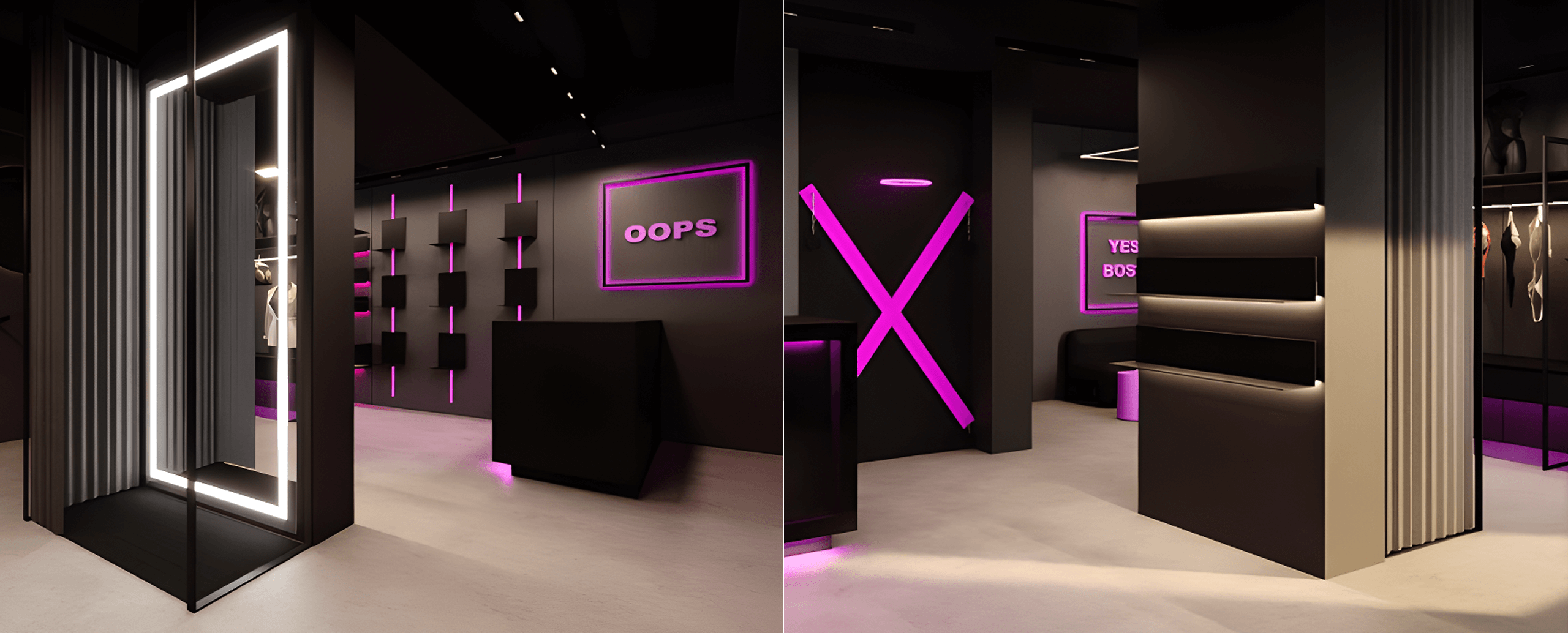 Інтерʼєр Секс шоп YesBoss , неоновий стиль