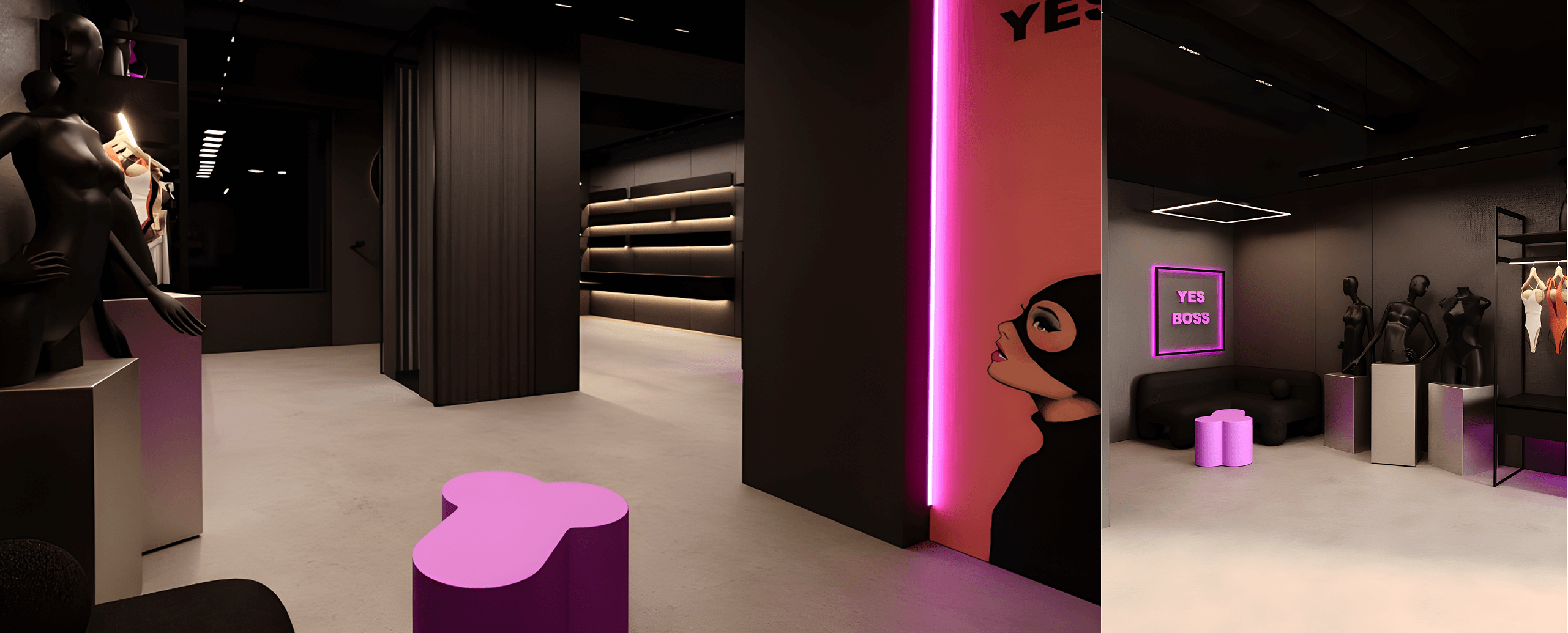 Інтерʼєр Секс шоп YesBoss , неоновий стиль