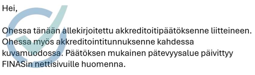 Sertiqon logo ja viesti akkreditointipäätöksestä