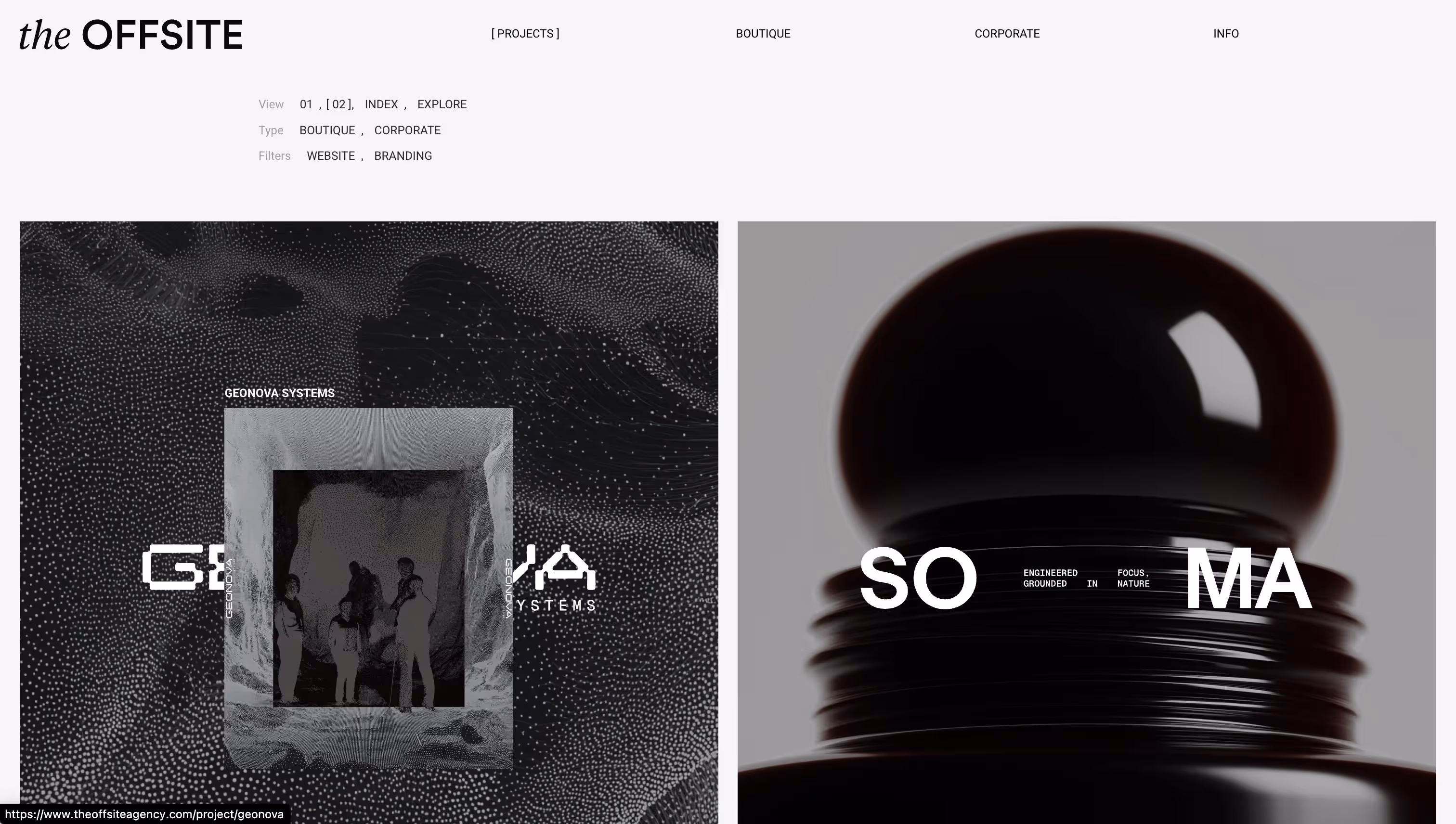 The Offsite Agency responsive grid layout displaying global design projects