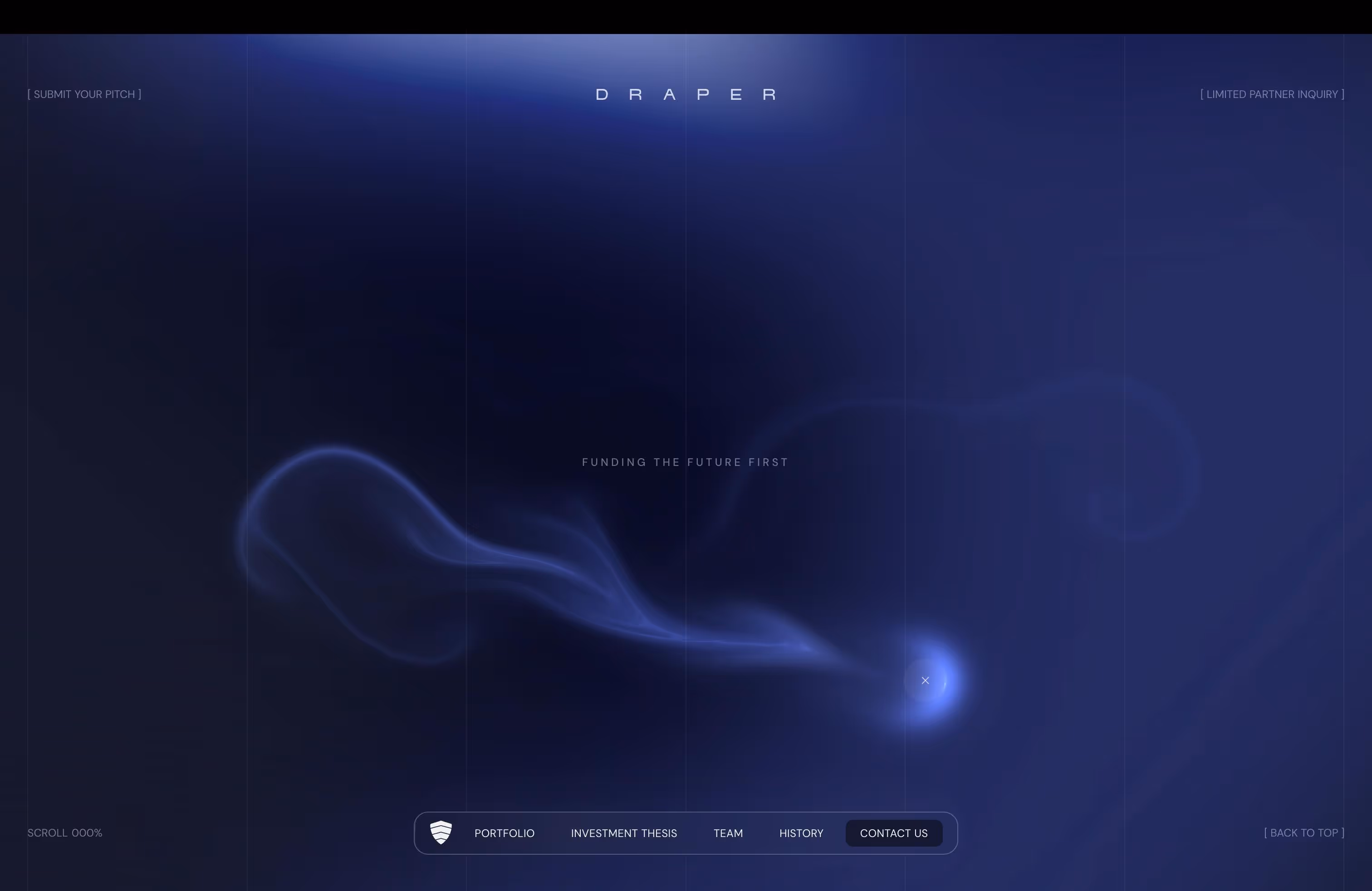 Draper Associates website homepage featuring AI-powered pitch analyzer