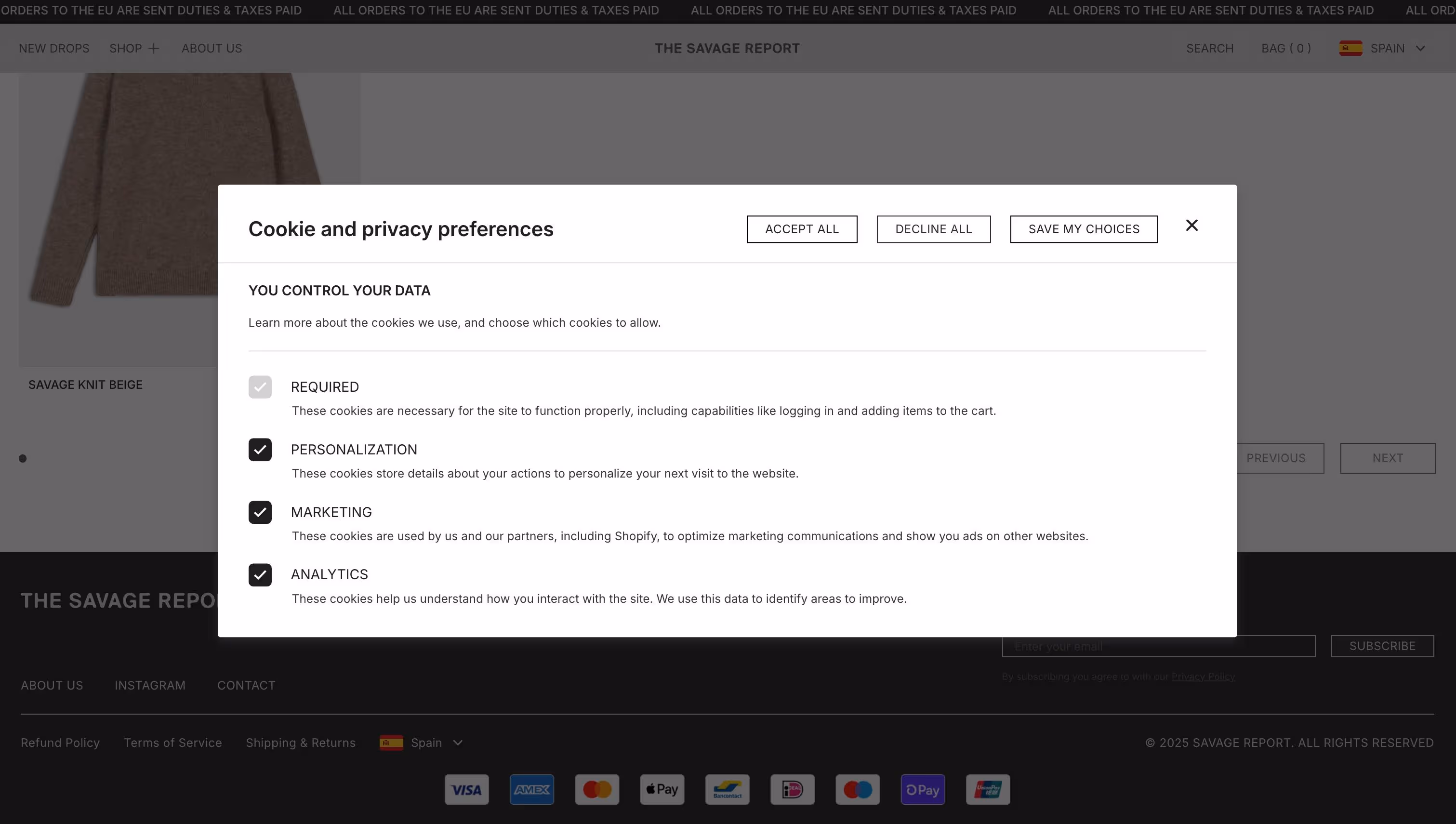The Savage Report responsive design across all devices for street fashion shopping
