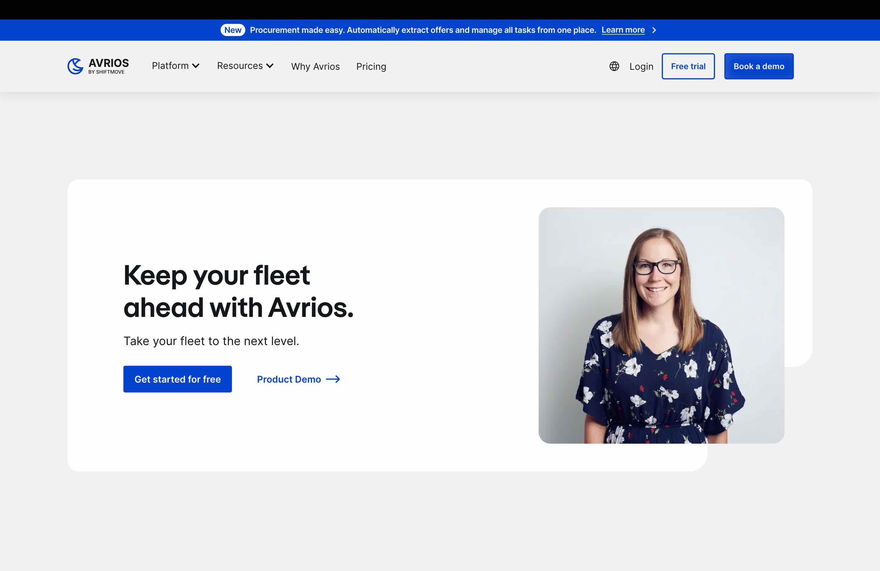 Avrios vehicle procurement and monitoring features