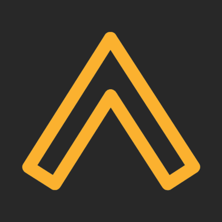 Yellow outlined upward chevron symbol on a dark gray background.