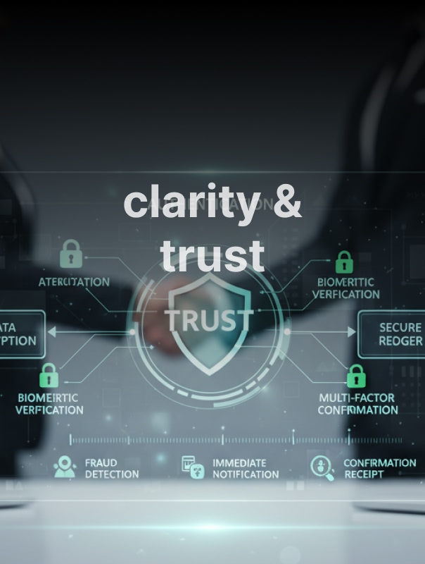 A secure financial flow or symbolic handshake/transaction highlighting clarity and trust in financial platforms.