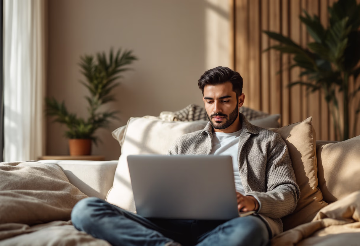 image of a user interacting with the software on a laptop