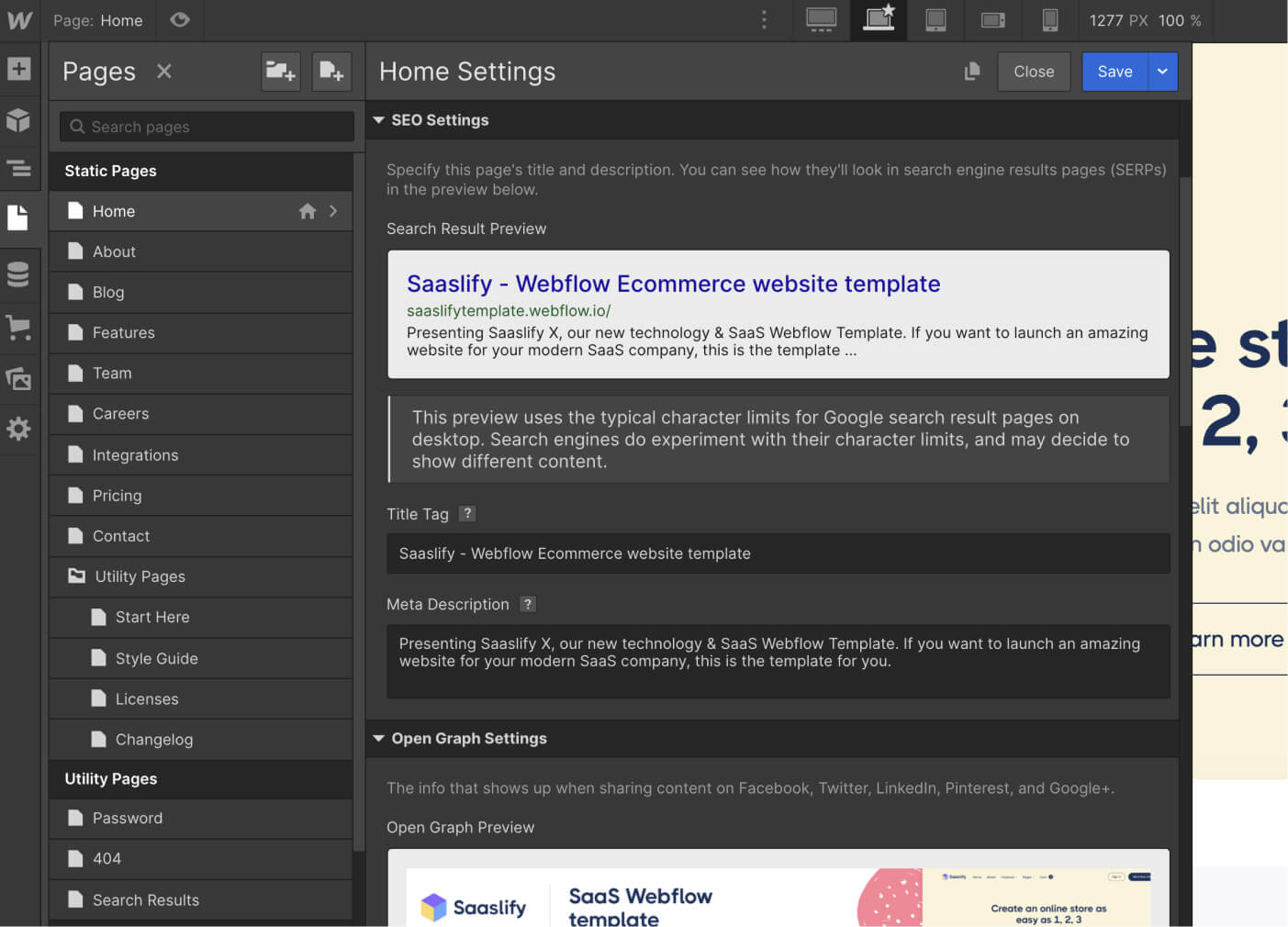 SEO - Saaslify X Webflow Template
