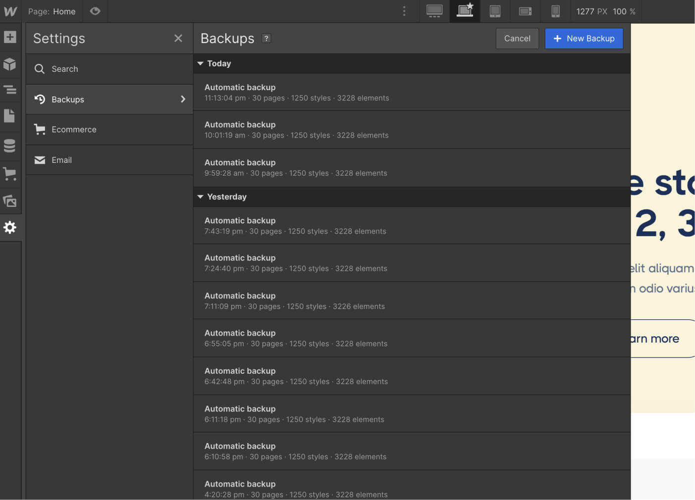 Backups - Saaslify X Webflow Template