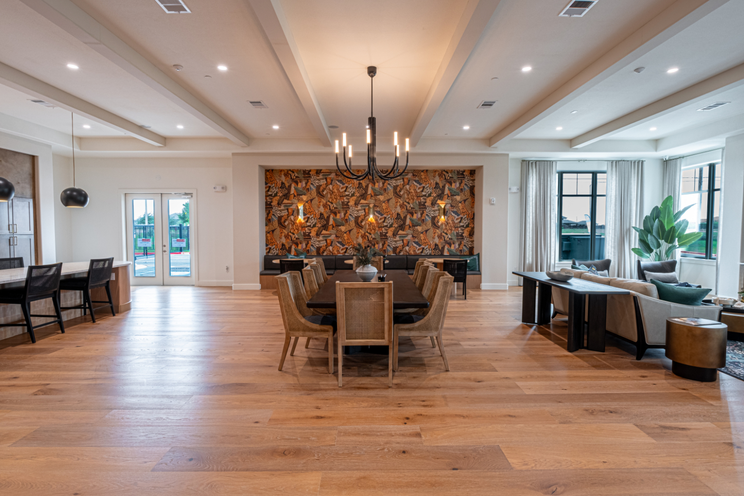Clubhouse dining area with table and chairs
