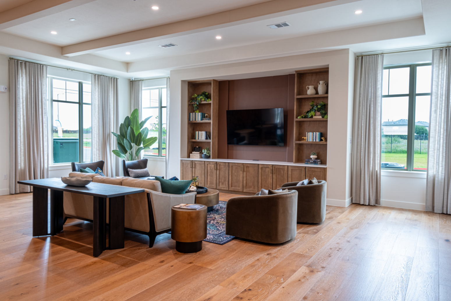 Clubhouse seating area with sofa and tv