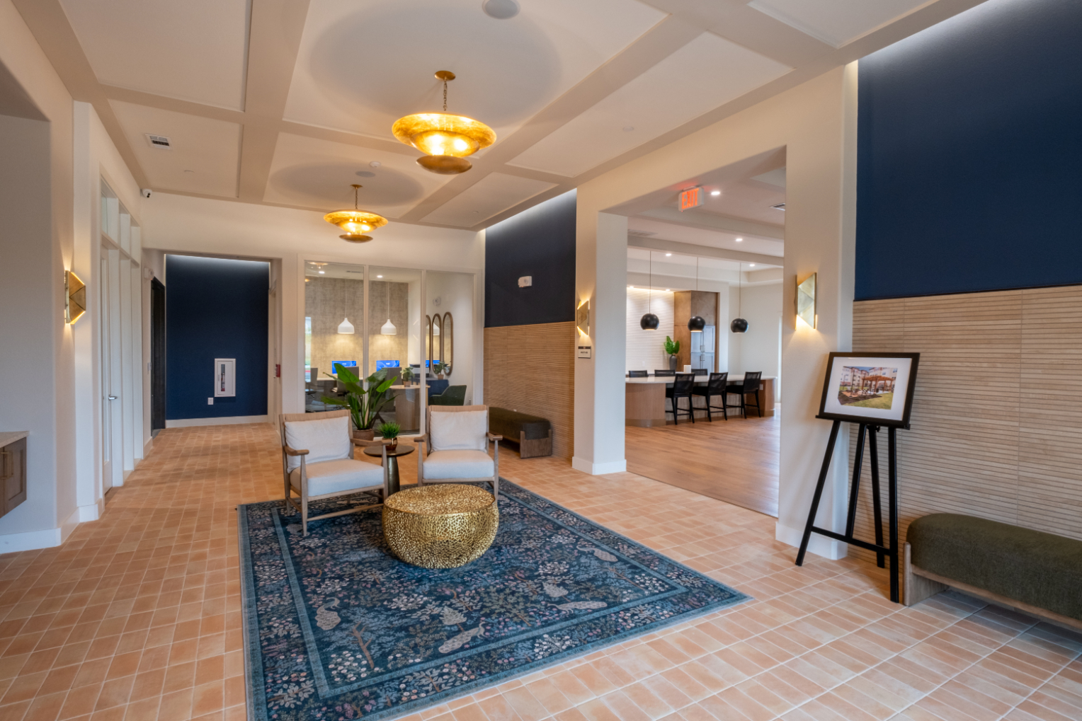 Leasing office lobby area with chairs