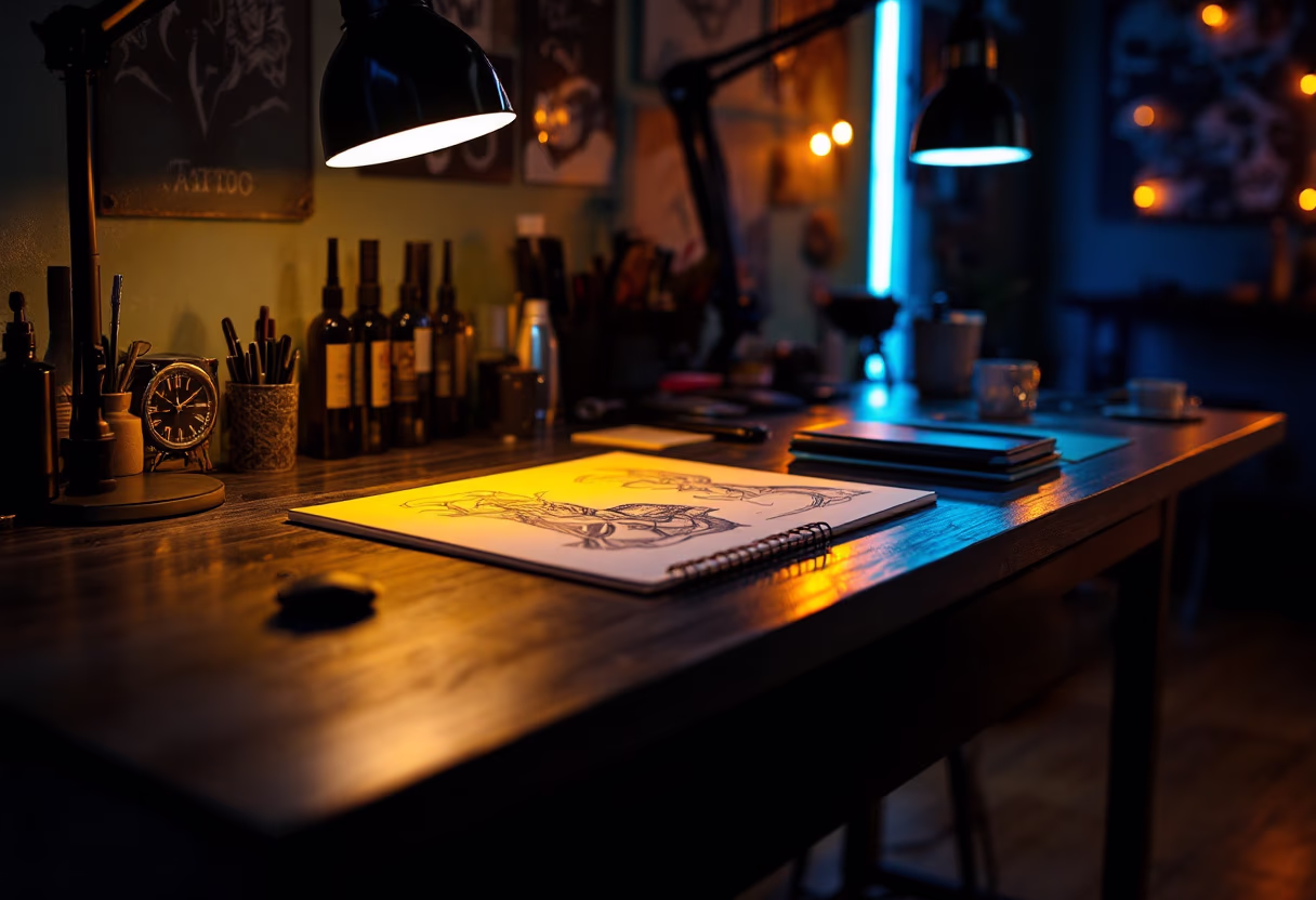 image of consultation room setup for a tattoo studio