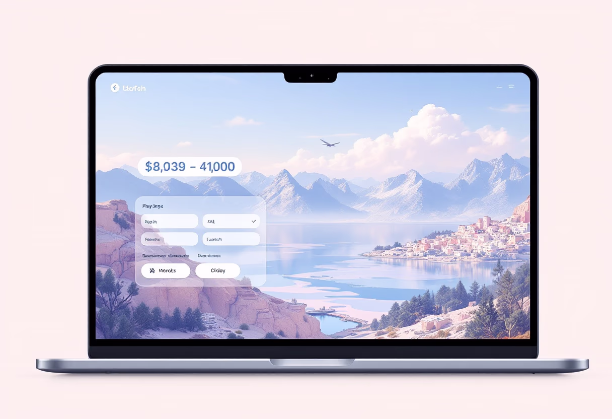 image of seamless booking process: interface filling entire background