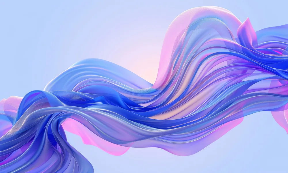 Abstract pink and purple waves with warm glare