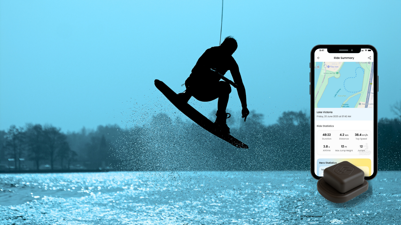 A cutout of a wakeboarder mid-air.