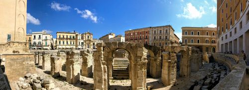 Historic Roman Amphitheater, Lecce, Puglia, Italy.