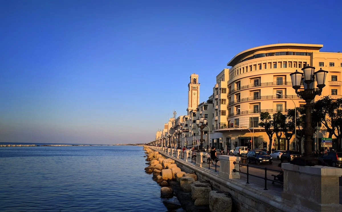 Bari seafront promenade, Puglia, Italy.