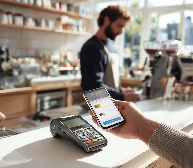 Secure POS terminal for digital payments Mobile identity verification device in use Contactless payment via smart device
