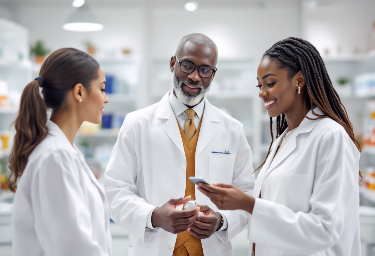 image of pharmacist consulting with a customer