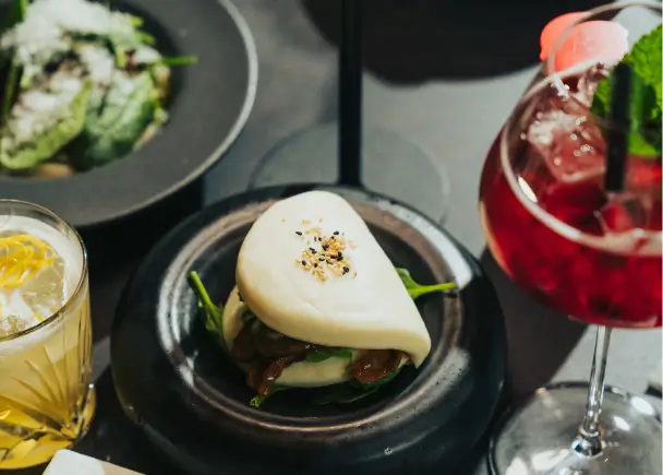 Saftiger Bao Bun Auf Catering Buffet