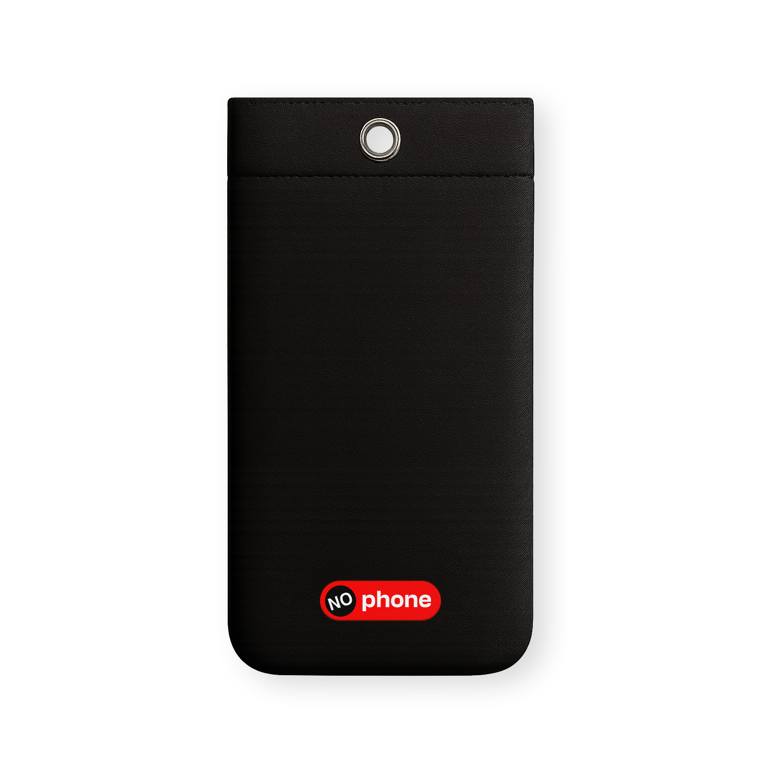 NoPhone | Pochette de neutralisation des ondes pour téléphone disposée sur un fond blanc uni