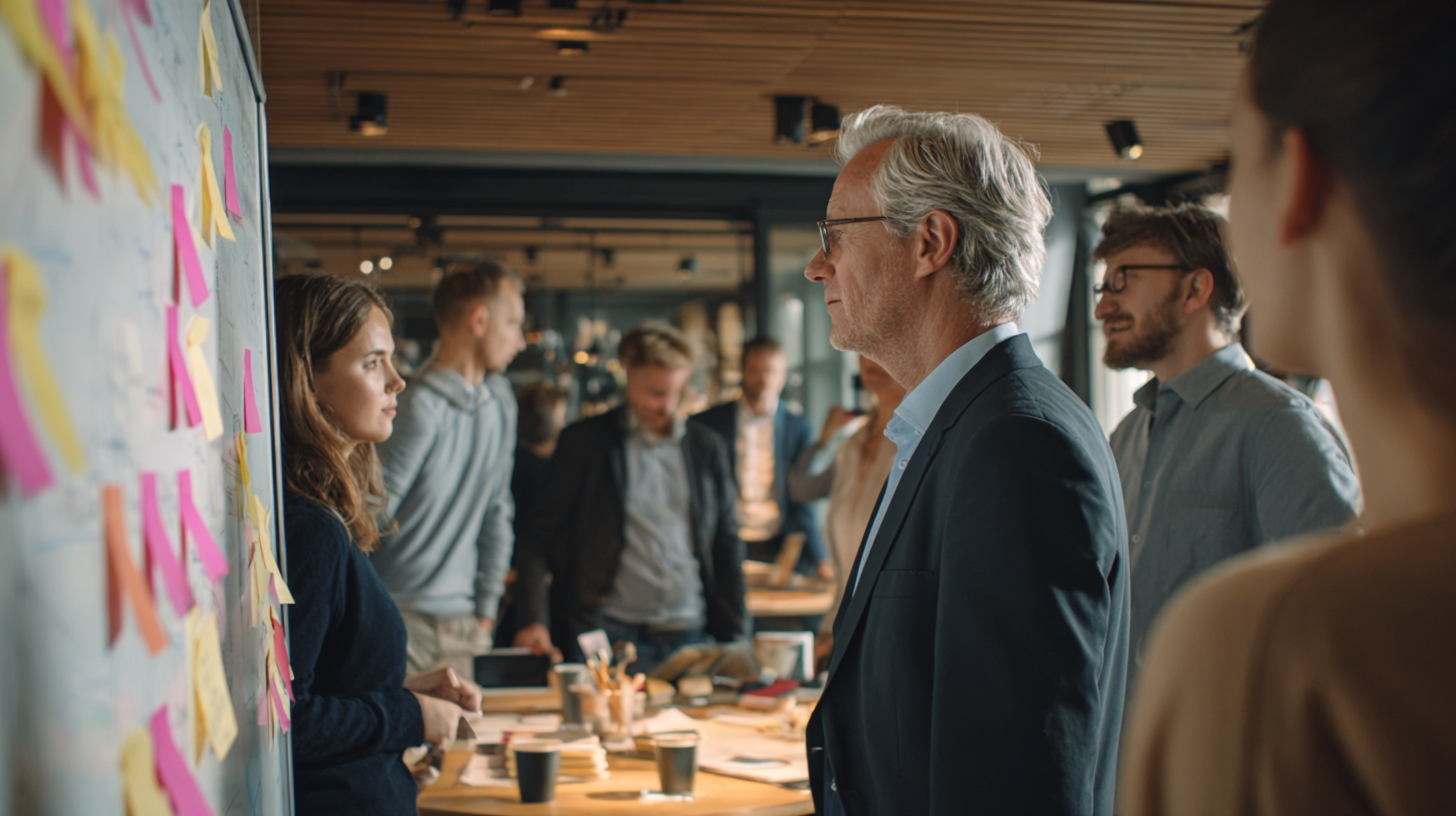 professionell gekleidete personen in einem innovationsworkshop