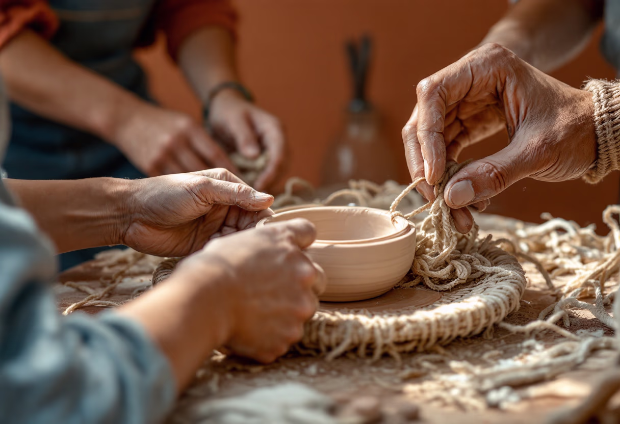 image of educational workshops in progress at an environmental conservation nonprofit, exploring nature-inspired crafts