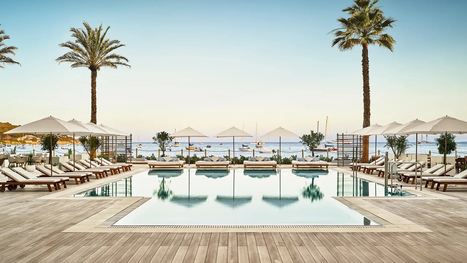 Tarimatec composite decking on a pool terrace