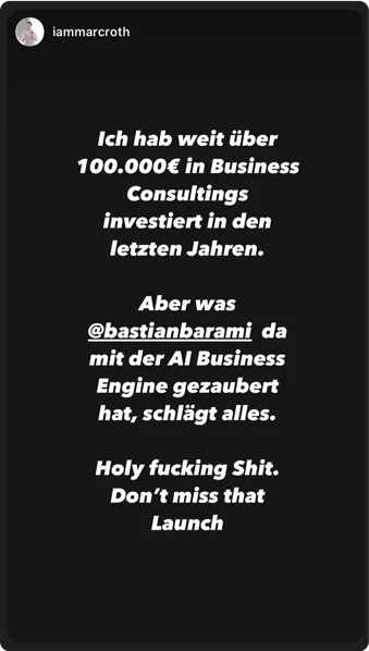 AI Business Engine - iammarcroth empfiehlt KI-Kurs der 100k Euro Business Consulting in den Schatten stellt