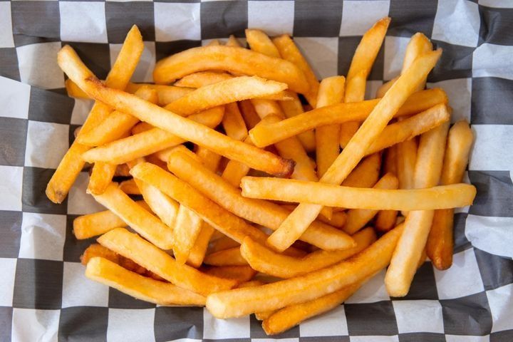 A serving of extra-crispy French fries.