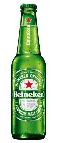 A bottle of Heineken beer.